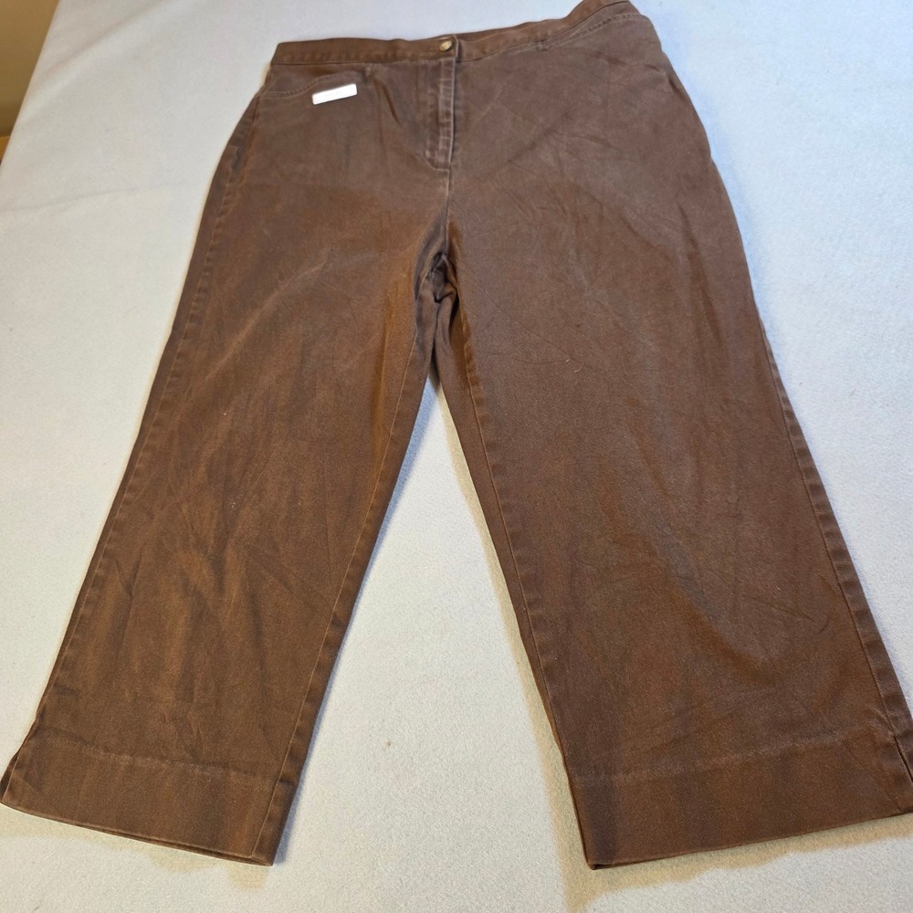 Jones Sport Brown Cropped Pants Womens 12 Stretch Cotton Patina